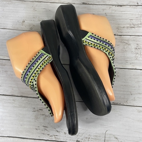 Viintage Beaded Embroidered Thong Square Toe Leather Sandal - Picture 8 of 14